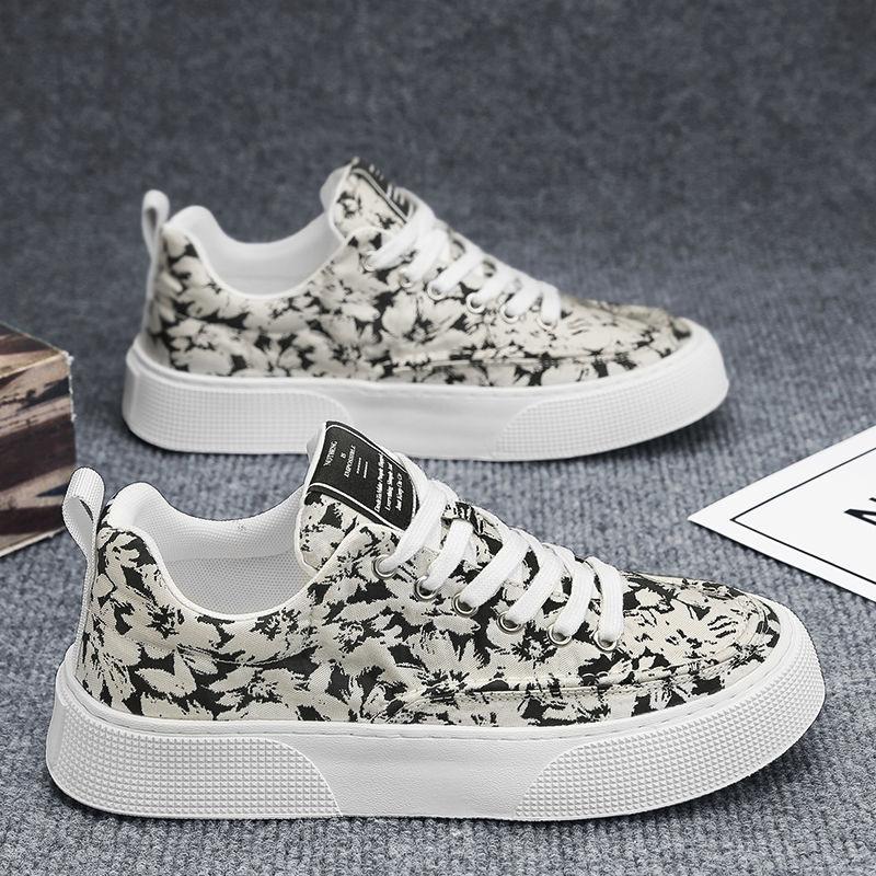 Fashion Designer Shoes Men New 2024 Fashion Casual Printed Canvas Shoes Summer Comfortable Lace-up Skateboard Shoe Zapatos De Hombre