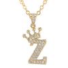 Letter Necklace Rhinestone Crown Letter Pendant Adjustable Chain Women Necklace