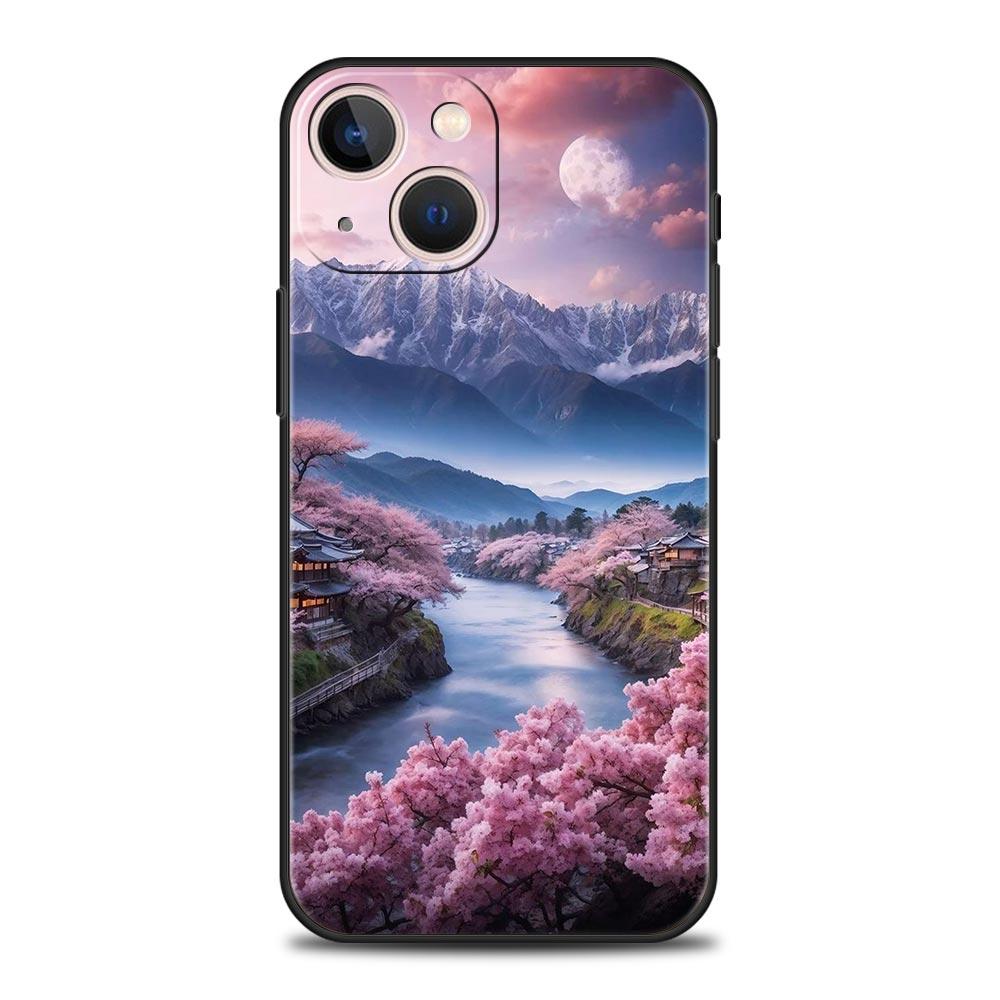 Pink Sunset Mountain Phone Case Cover for iPhone 17 16 15 14 13 12 11 Pro Max 17 Air Plus Shockproof Soft TPU Shell Fundas Capas