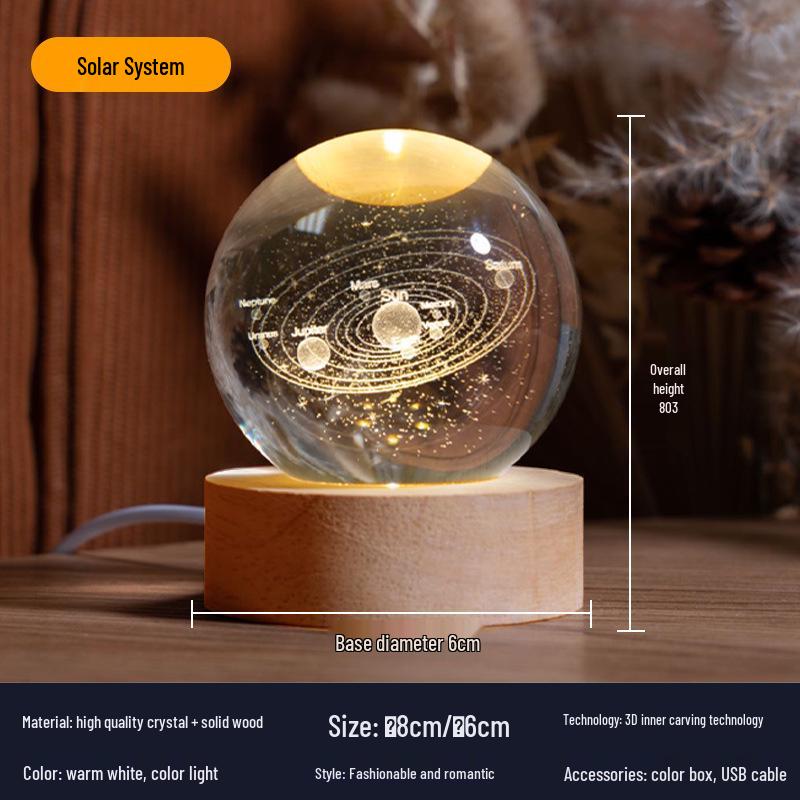Креативный 3D хрустальный шар ночник: Настольное украшение и праздничный подарок