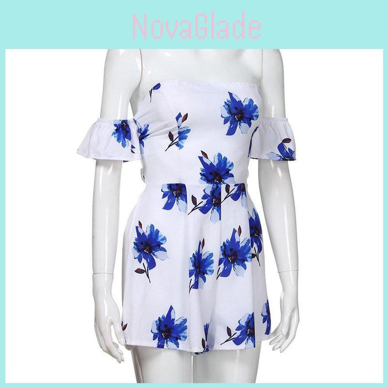 Stylish Fashion Women Floral Crepe Off Clubwear Jumpsuit For Elegant Outings