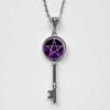 Trendy Pentagram Glass Necklace With Electroplated Alloy Pendant For Fashion Accessories