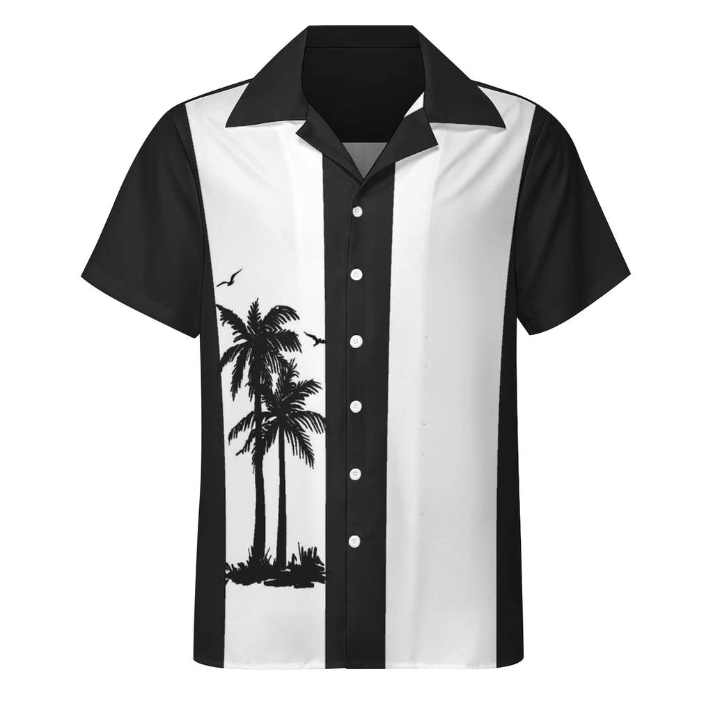 Hawaiian Shirt For Men, Men's Vintage Button Down Bowling Shirts Short Sleeve Summer Beach Shirt