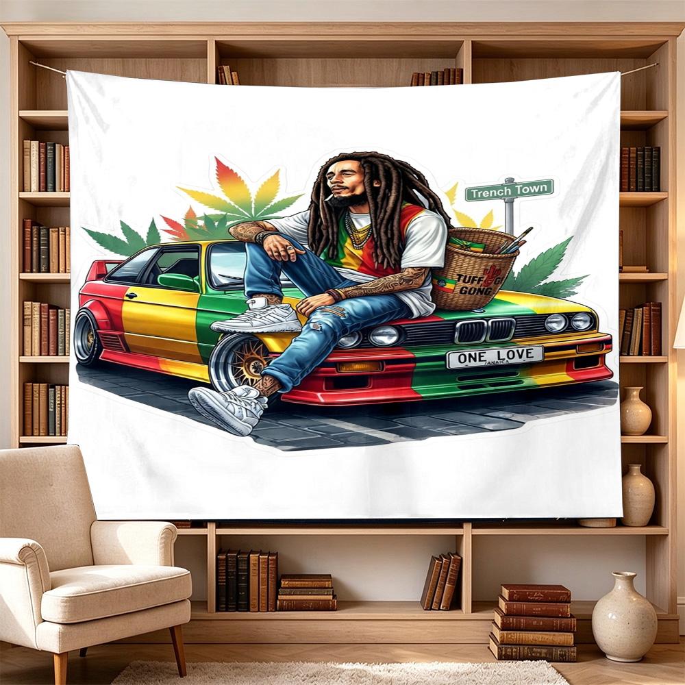 Bob Marley Reggae Good Bad Beautiful Clear Pattern Tapestry, Wall Decor for Apartment, Studio and Photoshoot Backdrop