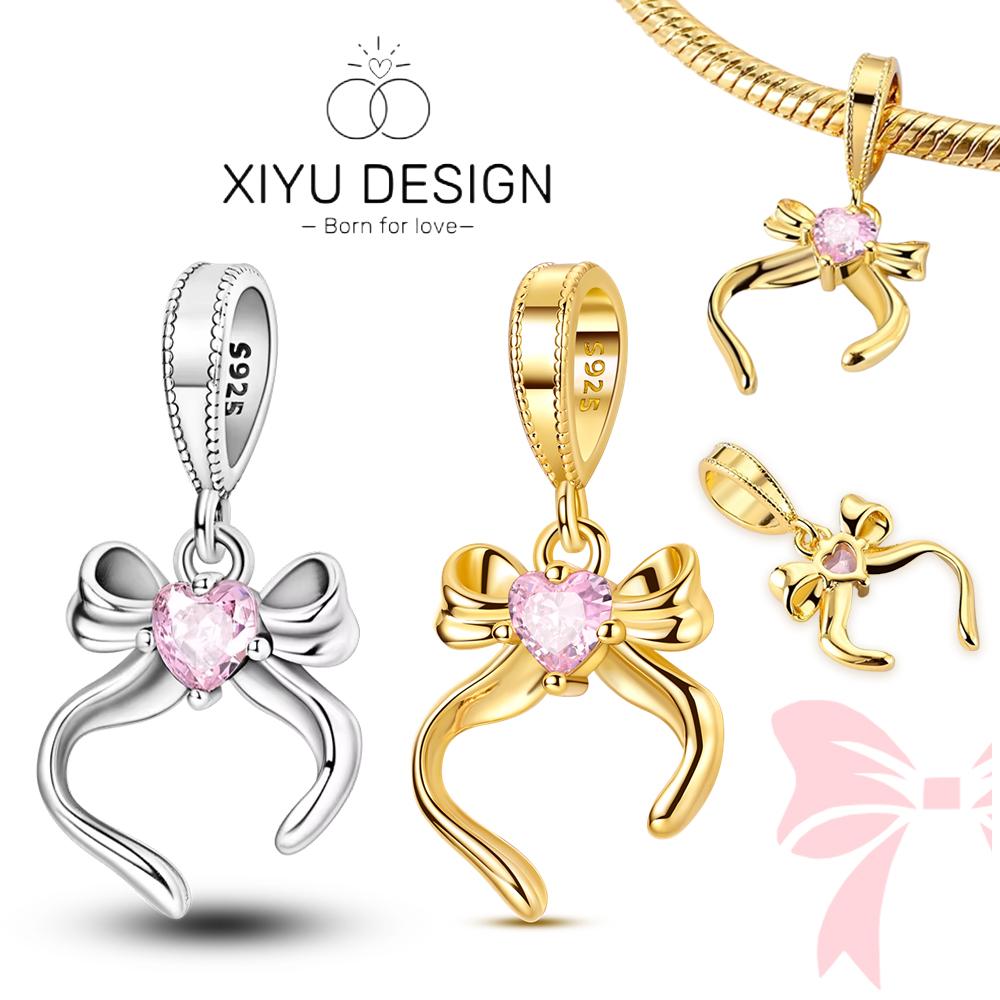 Romantic Bow Pendant Bead Component Copper Metal Golden Bow Charm Bead Component Good Sisters Pendant Bead Component Compatible With Designed For The