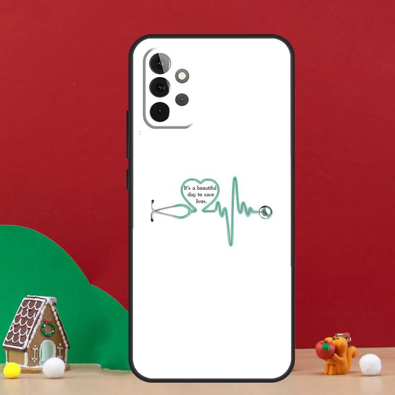 Милый Чехол-Сердечко со Стетоскопом для Samsung Galaxy A36 A56 A06 A13 A53 A32 A12 A22 A52 A35 A17 A16 A55 A15 A54 A34 A14