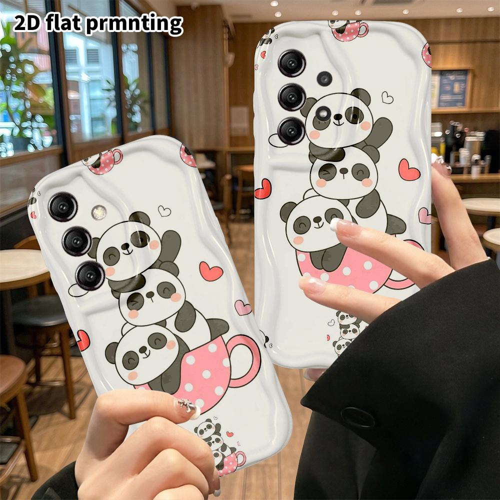 Phone Case: 2D Flat Samsung Galaxy A34 A35 S20 S22 S21 FE Plus Ultra Protective Case, Teacup Stack Panda, Christmas Halloween Holiday Gift