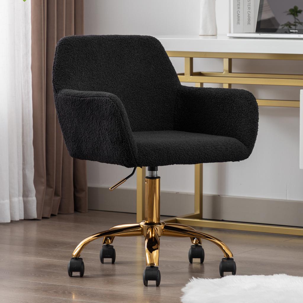 Hengming Faux Fur Home Office Chair,Fluffy Fuzzy Comfortable Makeup Vanity Chair ,Swivel Desk Chair Height Adjustable Dressing Chair for Bedroom