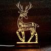 Metal Lighted Christmas Deer Decoration Light Up Reindeer Figurine with Wooden Base for Indoor Outdoor