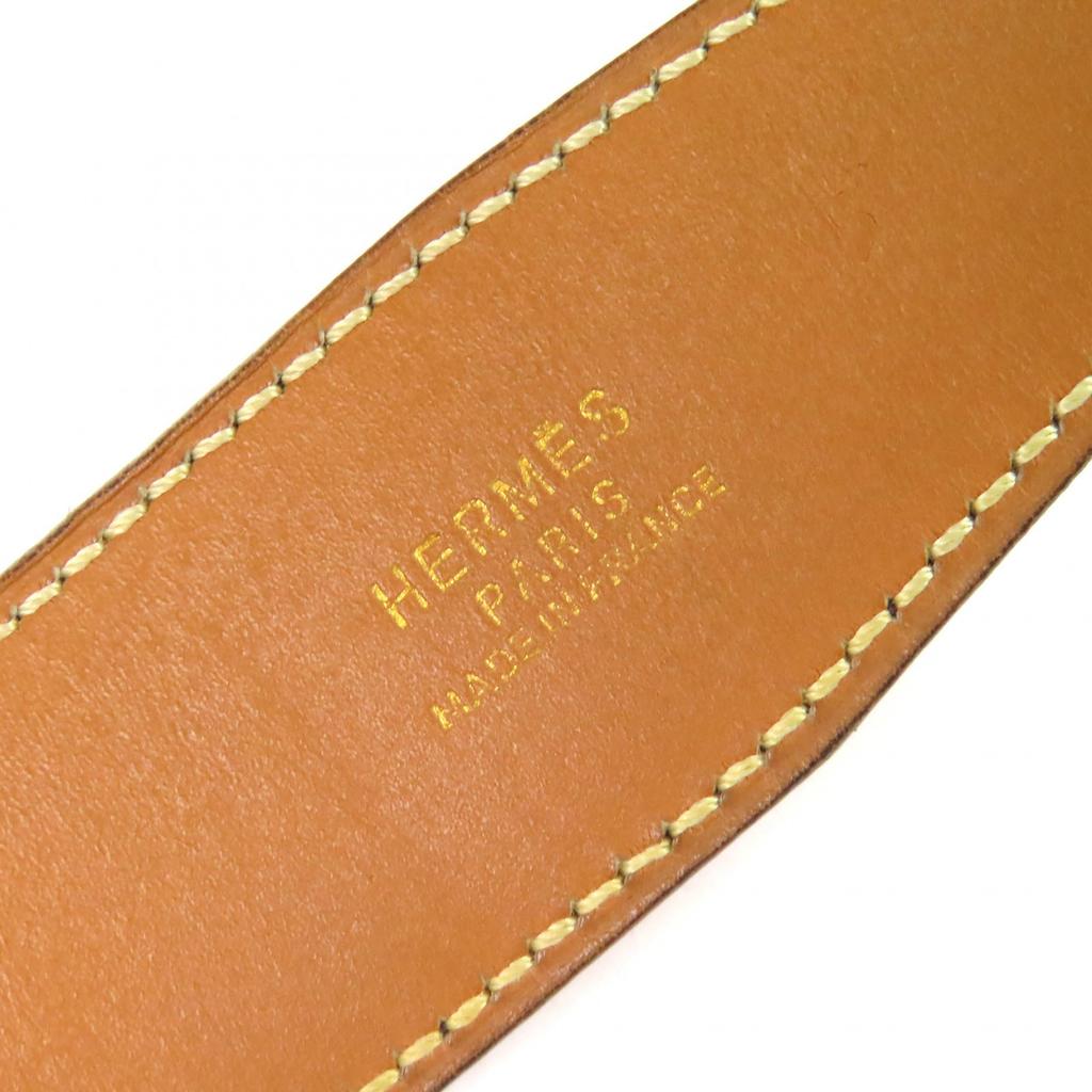 Очень хороший ремень HERMES с пряжкой в виде логотипа H, кожа страуса, коричневый, страус, женский, б/у