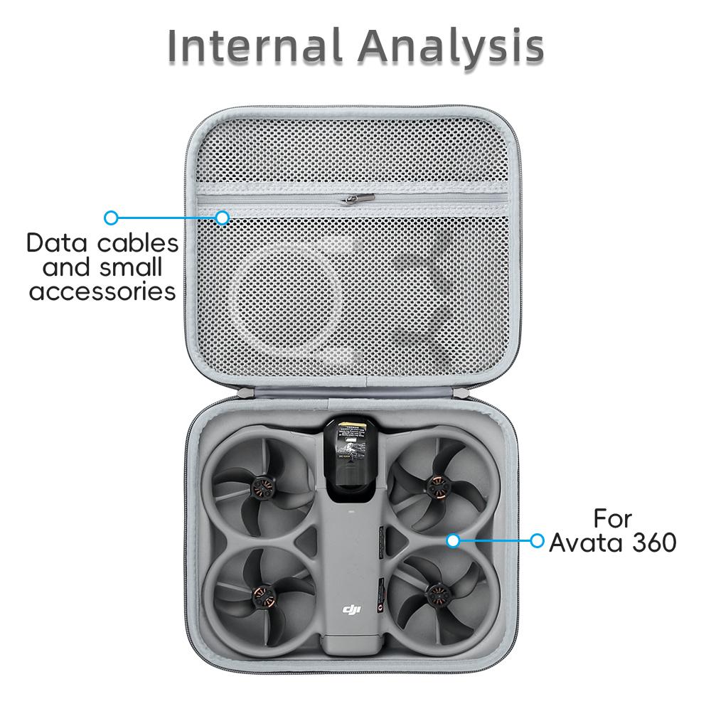 Кейс для переноски DJI Avata 360 Сумка Серо-черный EVA Водонепроницаемый Ручная сумка Коробка для хранения Аксессуары