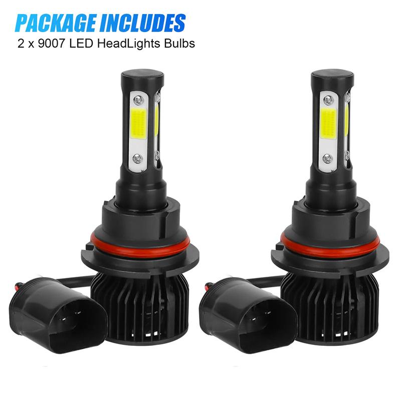 2Pcs 9007 Hb5 Led Headlight Bulbs Conversion Kit High Low Beam Car Headlight Single-Beam 6500K Super White