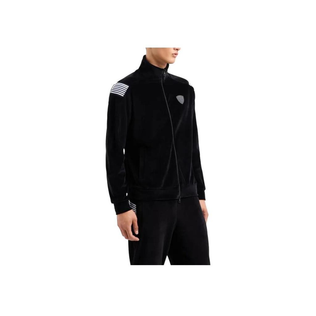 Emporio Armani EA7 Осень/Зима 24 Логотип-буквы Наклейка Воротник-стойка Молния Свободный Длинный рукав Толстовка Мужская толстовка Черный 6DPM54-PJLXZ-1200