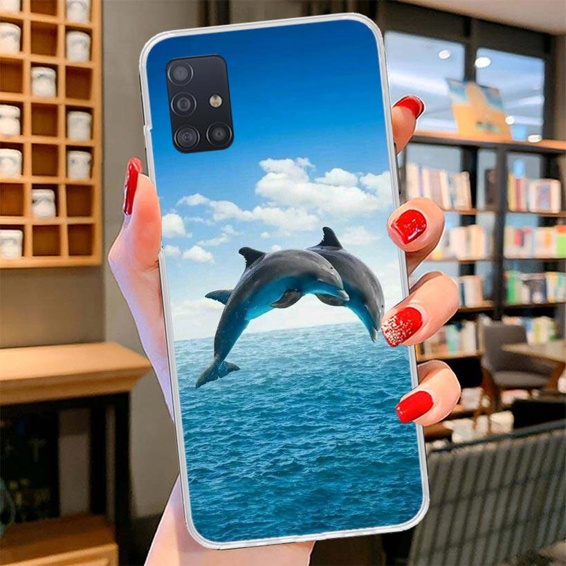 Ocean Animal Cute Dolphin Cover Phone Case For Samsung Galaxy A12 A22 A32 A52 A72 A02S Phone Case Note 20 Ultra 10 S10 Plus A51