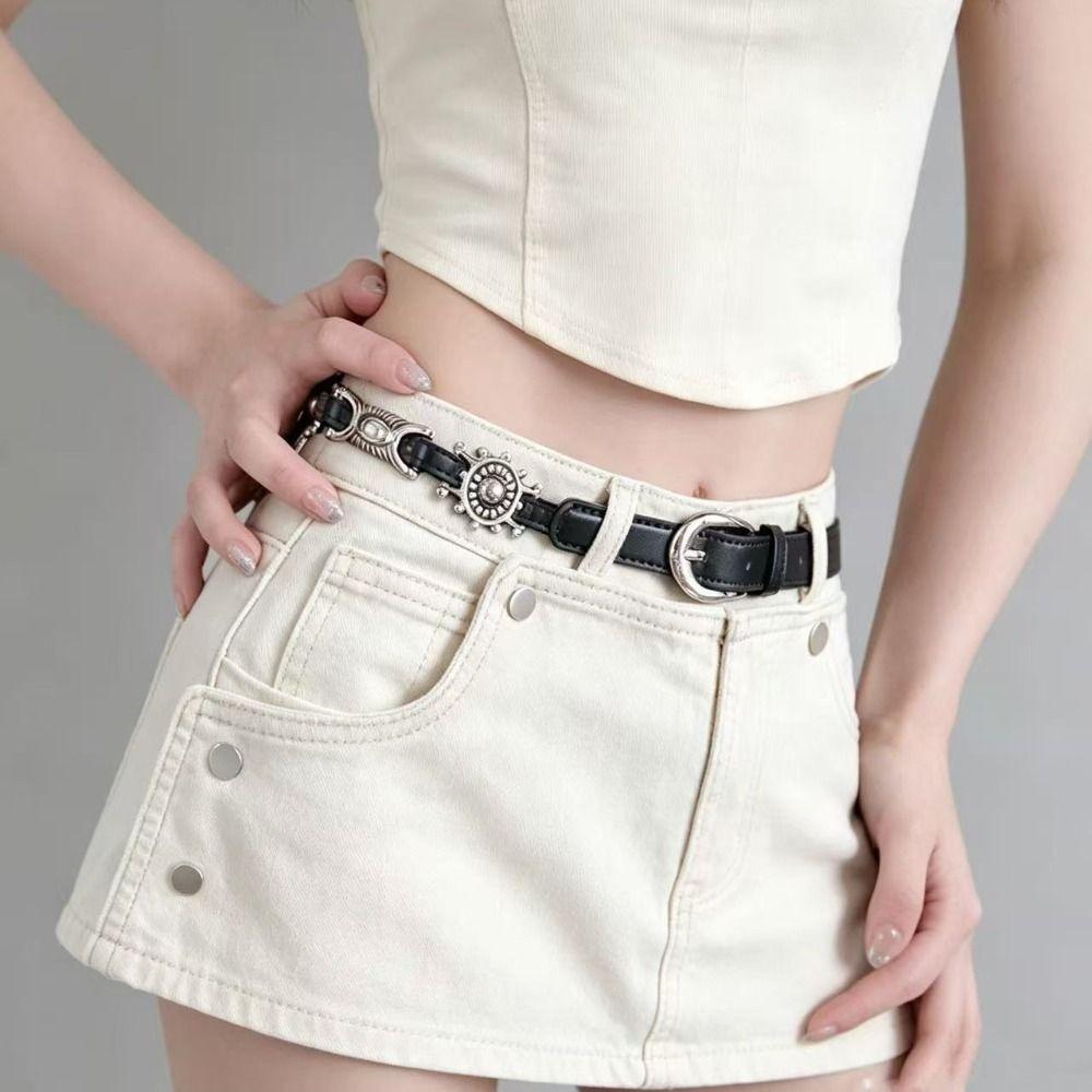 Y2K Bohemian Style Belts Thin Ethnic Style Waistband Punk Metal Carved Belts Jeans Decorative