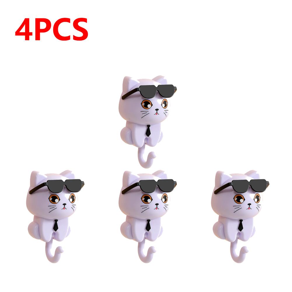 1-5 шт. Креативный мультяшный крючок в виде кошки, самоклеящийся, милый кошачий держатель для ключей, крючки для пальто, шарфа, шляпы, полотенца, ключей, сумки, настенный декор