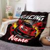 Custom Name Racing Theme Printed Blanket - Perfect for Couch, Bed, Travel & Outdoor Use | Machine Washable, Cozy & Durable.