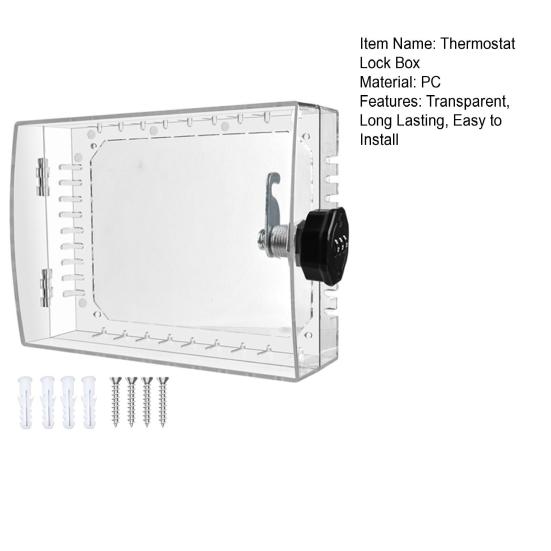 Прозрачная большая крышка для термостата с кодовым замком Высокопрочная Легко устанавливаемая Крышка для замка кондиционера Защита термостата