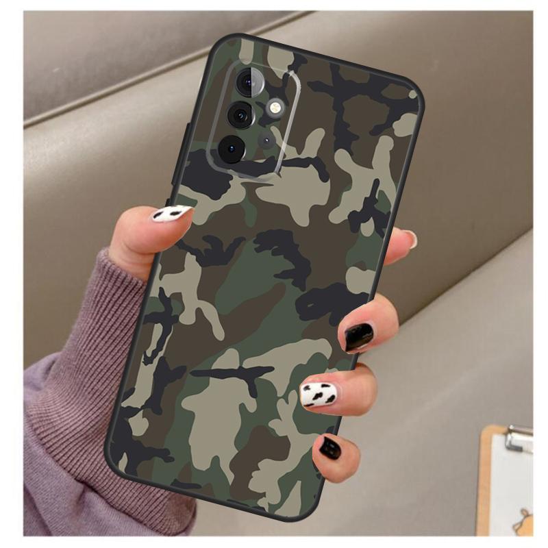 Зеленый камуфляжный чехол для Samsung Galaxy A56 A16 A26 A36 A06 A52 A53 A33 A13 A34 A54 A14 A15 A35 A55 A22 A32