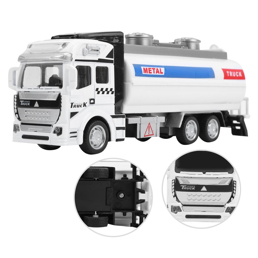 1/48 Scale Water Tanker Truck Vehicle Toy Model, Model Car, High Simulation Pull Back Function for Kids Gift Boys Girls Children