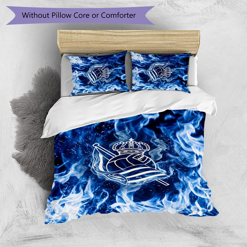Real Sociedad FC Printed 3PCS Bedding Set Breathable Duvet Cover with Pillowcases Decorative Bed Linen for Bedroom Home