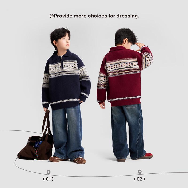 Мальчиковый поло-свитер с узором Fair Isle