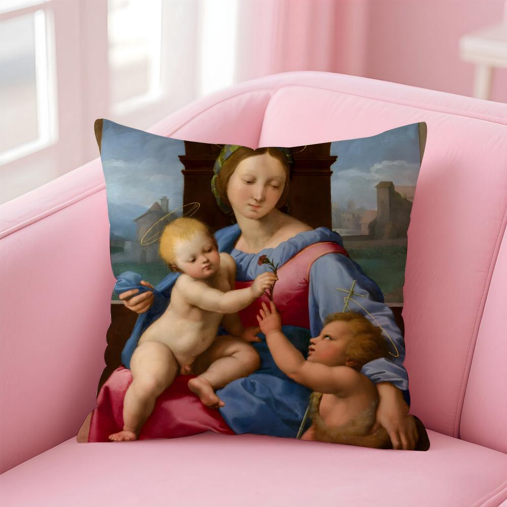 classical RRaffaello Santi Cushion Cover Pillow Case Ultra Soft Skin Friendly Fabric Cloud Like Comfort Concealed Zipper