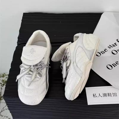 Мягкая коровья кожа~ Обувь Dexun женская 2025 новая ретро на плоской подошве обувь Форреста Гампа шлепанцы повседневная спортивная обувь белая обувь тренд