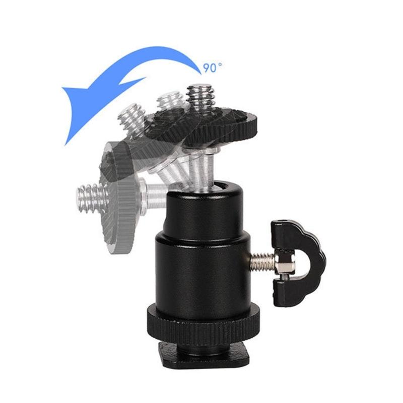 ABS Ball Head Stand for Hot Shoe with 360 Rotation For Most Cameras Tripods LED Video Lights Videography