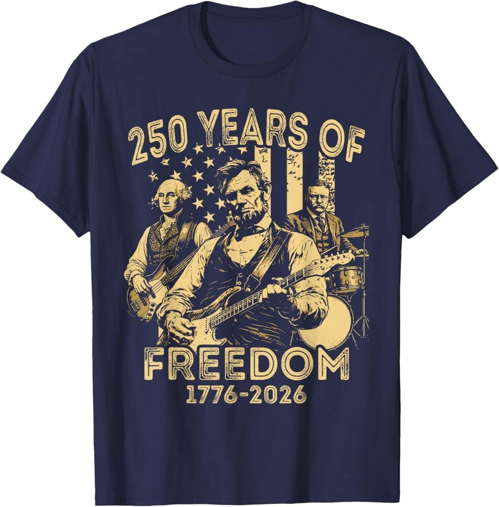 Abraham Lincoln Playing Guitar 4th July 250th Anniversary Unisex T-Shirt