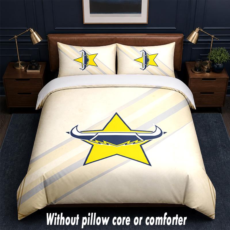 North Queensland Cowboys Design Bed Bedding Set 1 Duvet Cover + 2 Pillowcases Soft Breathable Household Bed Linens