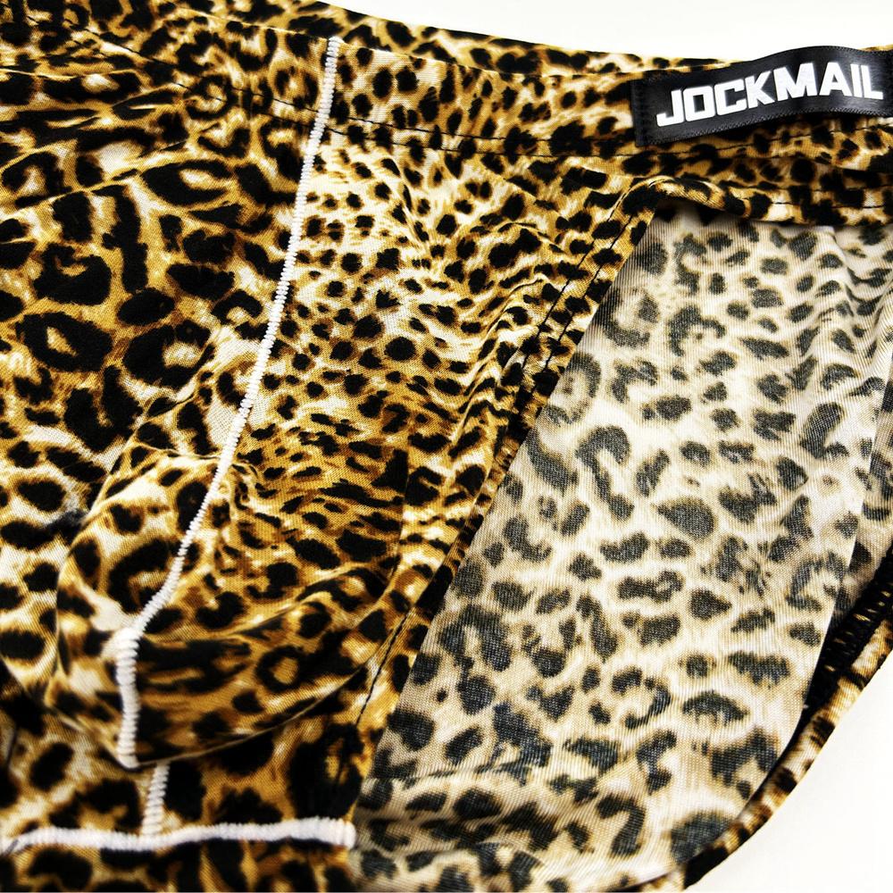 Трусы JOCKMAIL с леопардовым принтом, сексуальное мужское нижнее белье с низкой посадкой