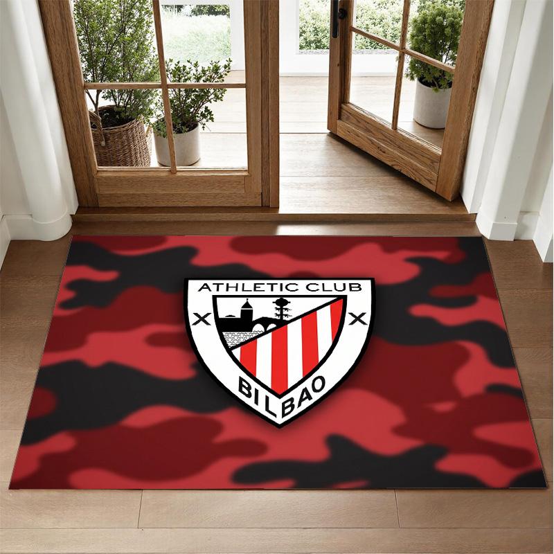 Athletic Bilbao Football Design Crystal Velvet Rug Soft Decorative Mat for Bedroom Entrance