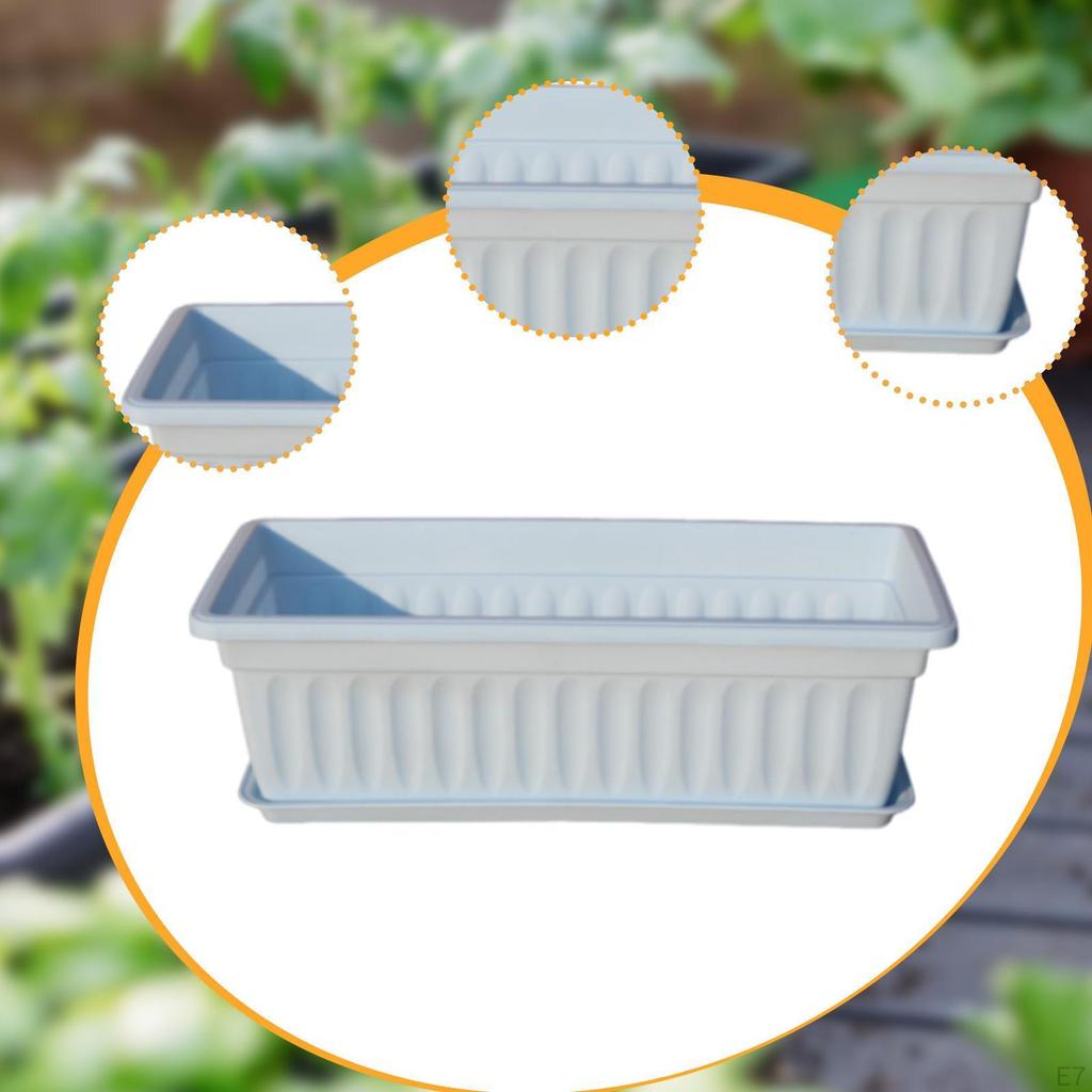 Flower Pot Window Box Flowerpot Rectangular Planter for Porch Garden Yard Outside