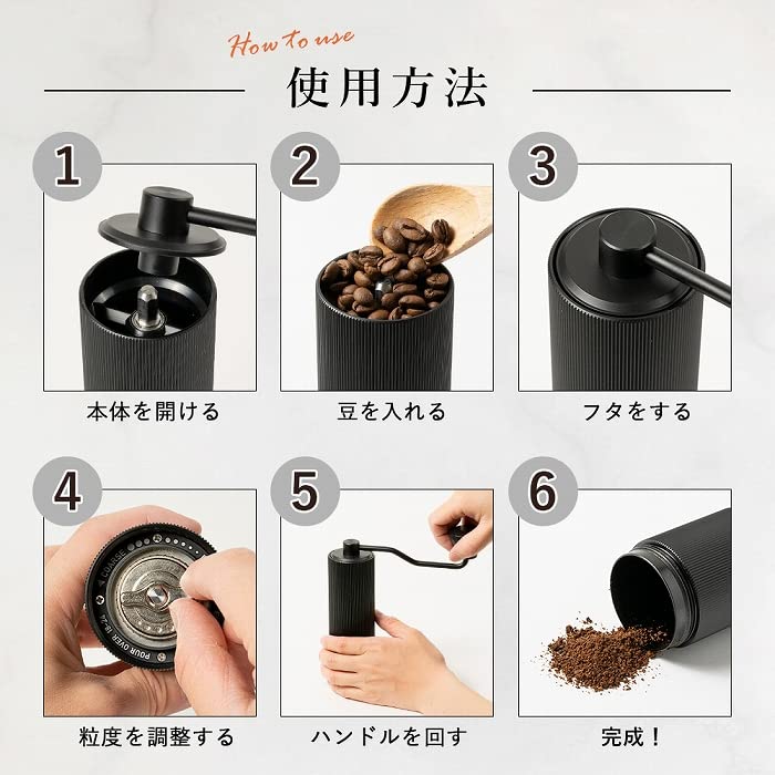 Manual Coffee Grinder, Mortar-Type, Stainless Steel Blade, 25g Capacity, Adjustable Coarseness, Lightweight, Compact, Labor-Saving, Portable, Mill