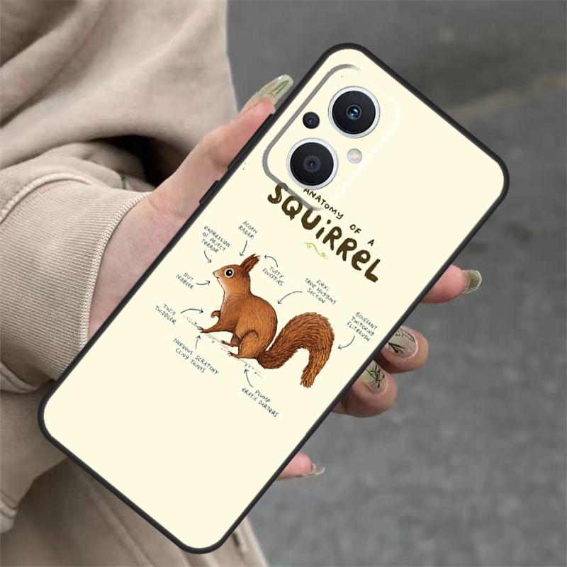 Squirrel Cute Animals Case For OPPO Reno 11 11F 10 Pro 4Z 5Z 8T 5 6 7 8 Lite OPPO Find X5 X6 Pro X2 X3 Lite Cover