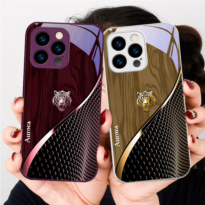 Милый золотой тигр коричневый Для iPhone 16 E 15 14 13 Plus 12 mini 11 Pro Max 11Pro XR Xs X 7 8 Plus 16E Закаленное стекло Чехол для телефона