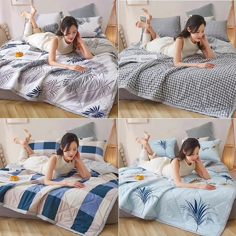 Летние хлопковые одеяла 2024 Тонкое одеяло для кондиционера Мягкое дышащее одеяло для сна в офисе Стеганые покрывала и покрывала
