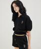 AWESOME STUDIO Collared Crop Short Sleeve Tee Black
