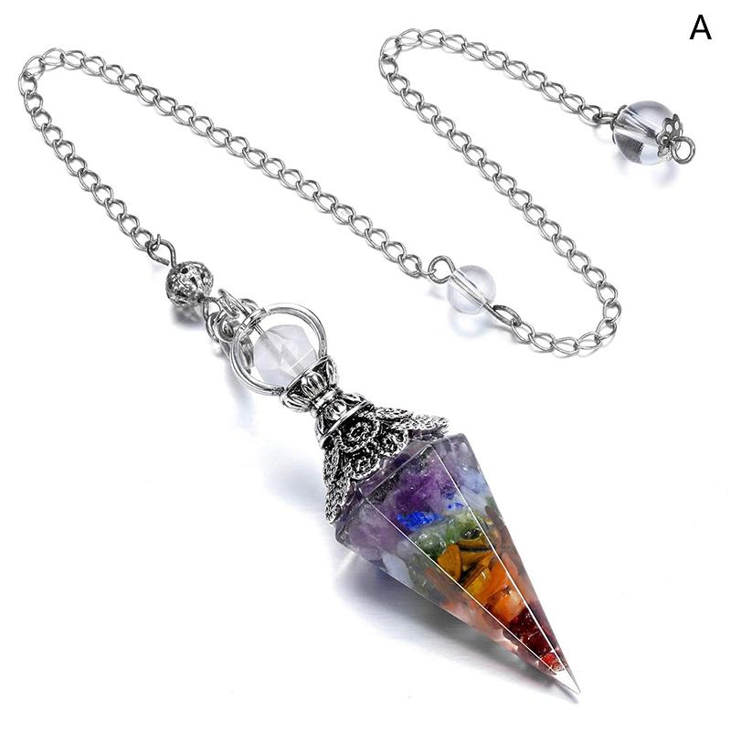 Natural 7 Chakra Healing Crystals Pendulum For Dowsing Divination Quartz Stone Pendulums Antique Reiki Pendant Jewelry