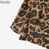 ZANZEA Womens Cropped Tops and Wide Leg Pants Leopard Print Two Piece Suit Sets