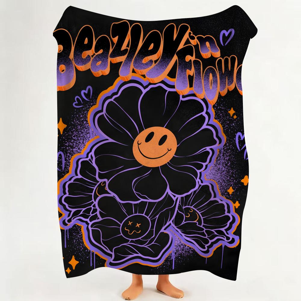 Art F Funny f floral a art Throw Flannel Throw Blanket Suitable for Sofa Living Room Bedroom
