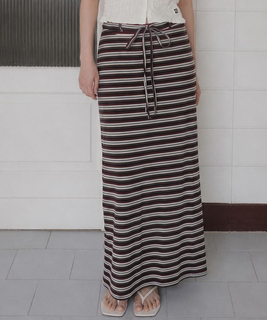 Top Girl Color Mix Stripe Maxi Skirt_T611Bt767