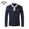 Callaway Новая мужская осенняя футболка-поло с длинными рукавами в европейском и американском стиле с лацканами, модная облегающая мужская футболка с цветными блоками