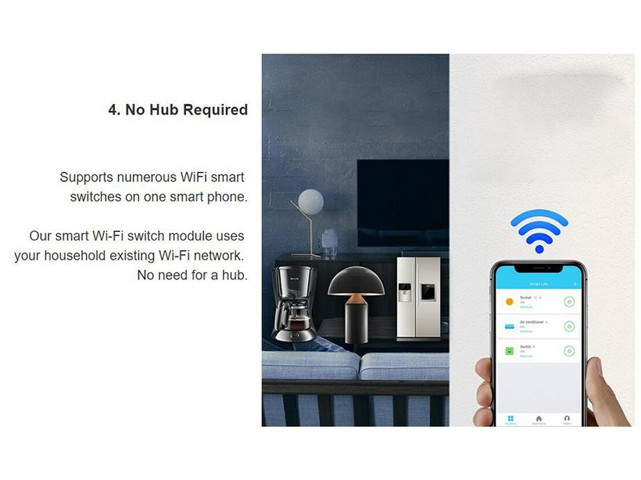 WiFi Tuya Smart Одноканальный релейный выключатель, 10А/16А, Пульт дистанционного управления AC 90-250В