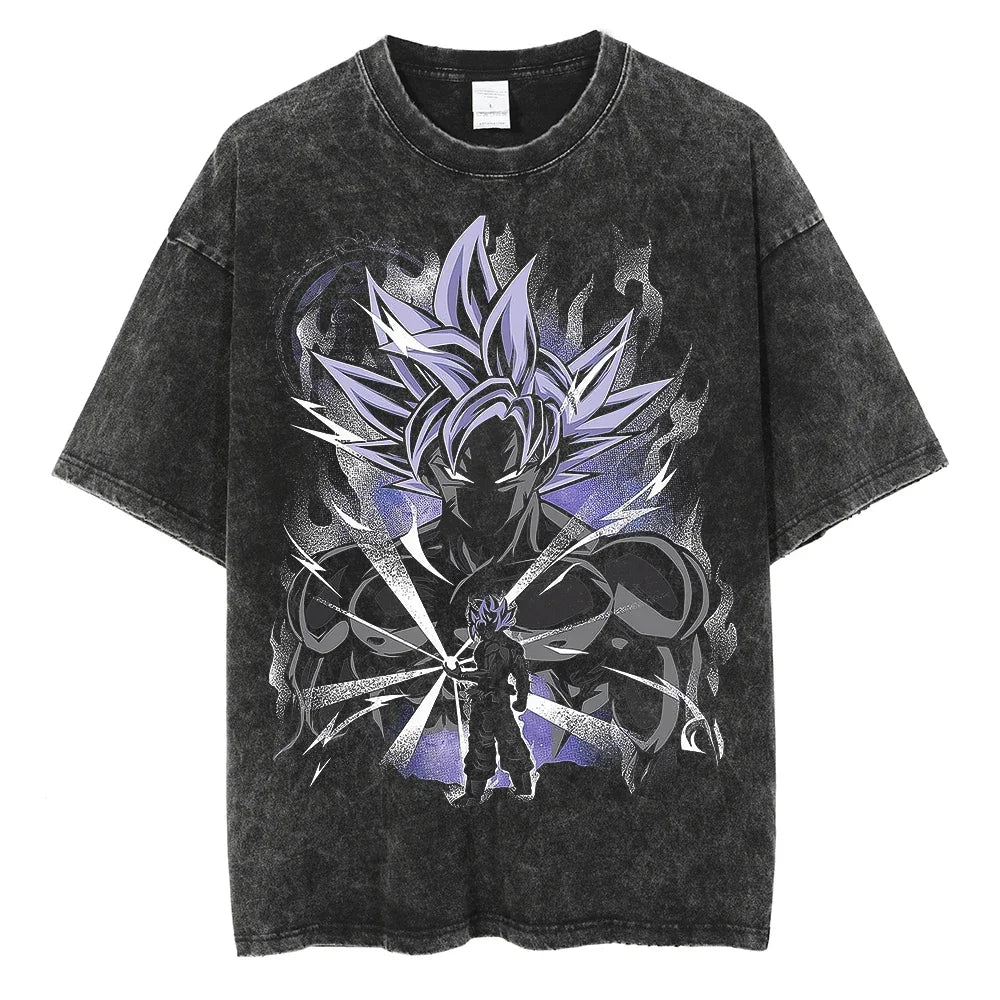 Anime Dragon Ball Majin Vegeta Printed Tshirt Mens and Womens Washed Tshirt High Quality Vintage Cotton Tshirt Tops