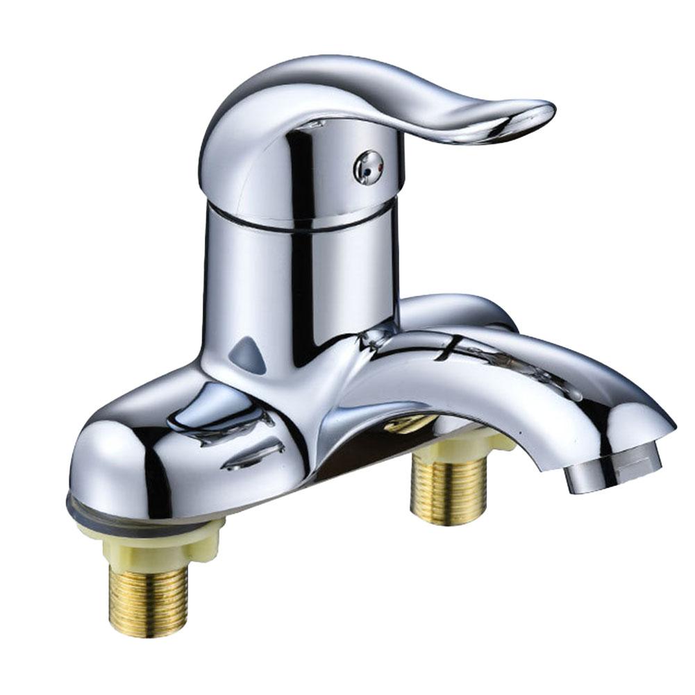 Bathroom Faucet Basin Sink Faucet Hot And Cold Water Mixer Tap Zinc Alloy Deck Mounted Double Hole Mixing Valve Bathroom Tap