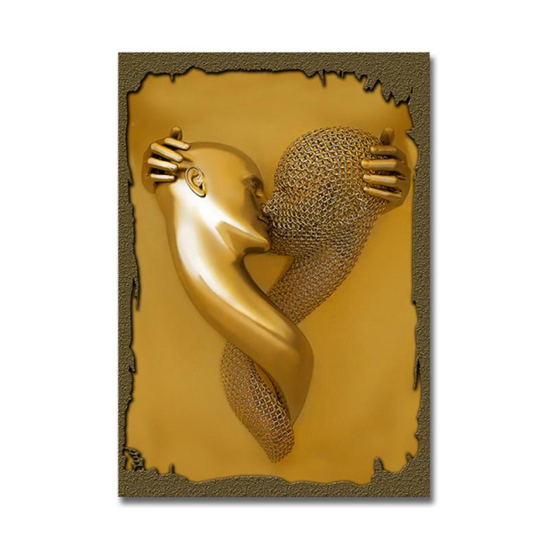 3D визуальные золотые, серебряные настенные художественные картины из металла, современные скандинавские персонализированные холсты, интерьерные картины, принты, домашний декор