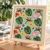 Linen Fabric Embroidery Project Floral Punch Needle Kit with Wooden Frame, DIY Flower Art, Tulip Pattern Starter Craft for Beginners, Wall Hanging
