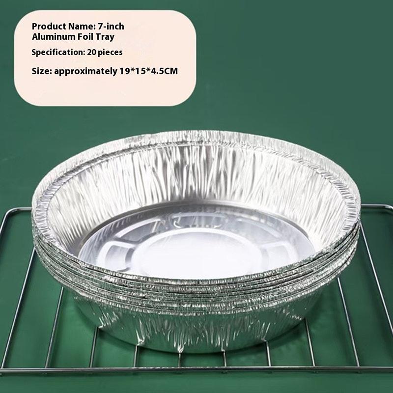20Pcs Round Foil Trays Foil Flan Dish Silver Foil Food Container Disposable Aluminum Foil Plate Tin Foil Pie Pans For Air Fryer